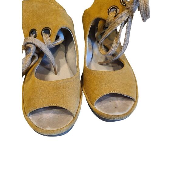 FLY LONDON | Yaffa 2.5"Wedges Sandals Yellow Suede Lace-up EU 38 / US7.5‐8 EUC - Picture 2 of 14